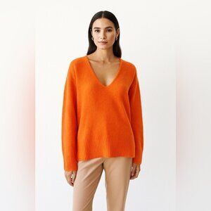 Momoni Orange Alpaca Wool Blend Sweater Size S Made in Italy Cozy Knit
